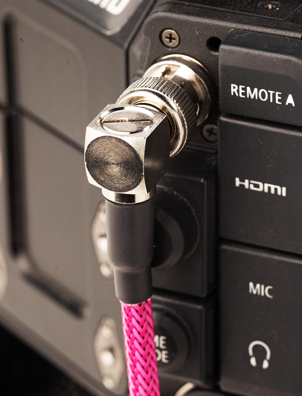 Custom Color 12G SDI Cable - Pink, 90 Degree Connector to Camera View: Cinema & Video Production Tools